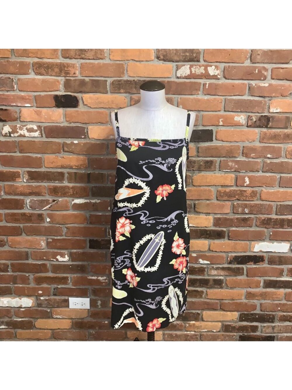 Ohana Hawaiian Print Cotton Slip Dress Y2K Size Large